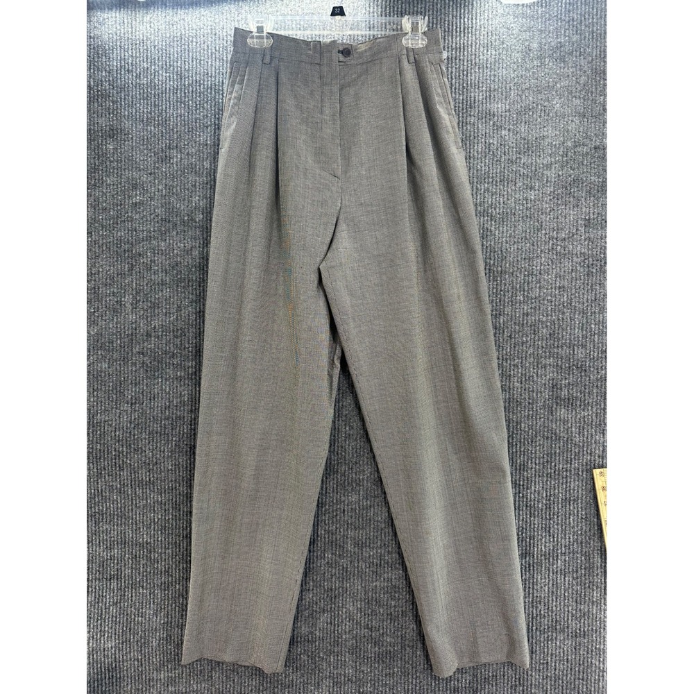 Zanella Hepburn Pants Women 10 Gray Excellent Wool Pleated Houndstooth Italy